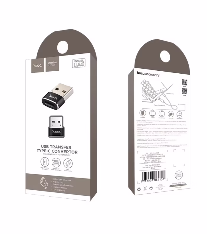 UA USB a Tipo C Adaptador para Datos y Carga   Hoco