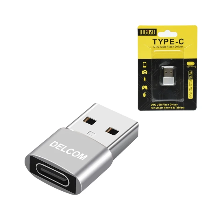 Adaptador USB C Hembra a USB Delcom DTCA-001 Adaptador Tipo C Hembra a USB Macho 2.0 Delcom DTCA-001, Adaptador OTG USB 2.0 a USB Tipo C Hembra