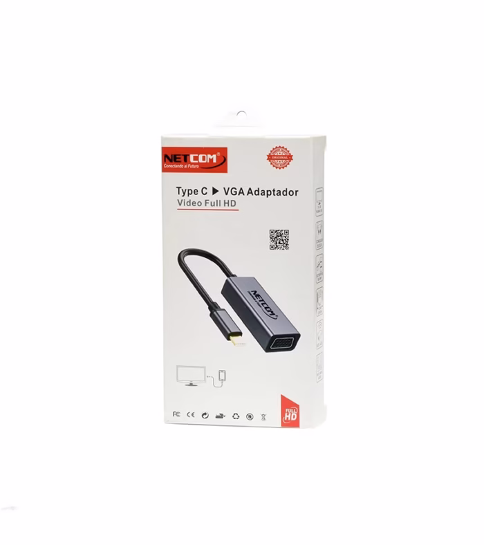 Convertidor USB Tipo C a VGA DB Hembra   Netcom PE TA