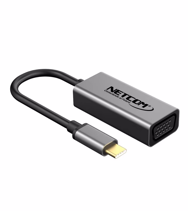 Convertidor USB Tipo C a VGA DB Hembra   Netcom PE TA