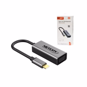 Adaptador USB C a VGA Netcom PE-TA0090 Convertidor USB Tipo C a VGA DB15 Hembra - Netcom PE-TA0090