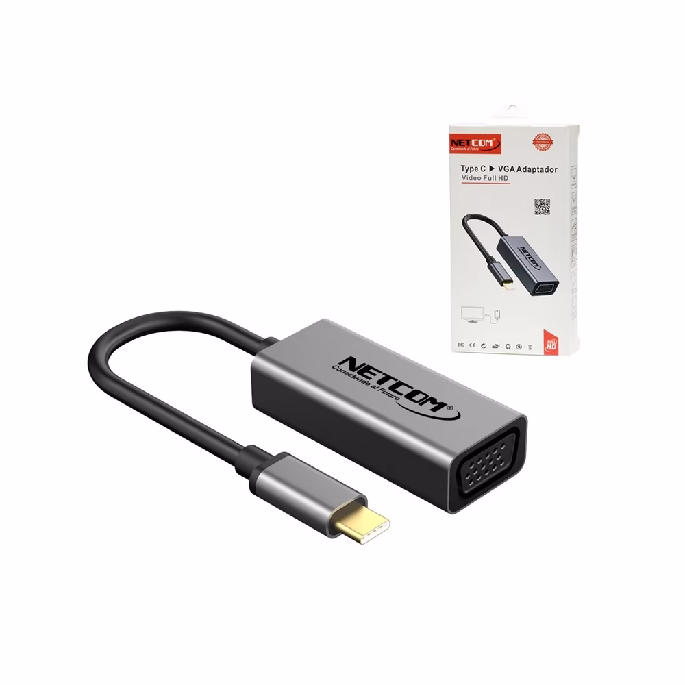 Adaptador USB C a VGA Netcom PE TA Convertidor USB Tipo C a VGA DB Hembra   Netcom PE TA