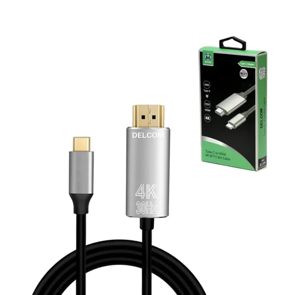 Cable Adaptador USB C a HDMI 4K Delcom DTCH-003 Cable USB C a HDMI 4K Ultra HD 2160p de 1.8MT, USB Tipo C a HDMI 4K@60hz de 1.8 metros Delcom DTCH-003