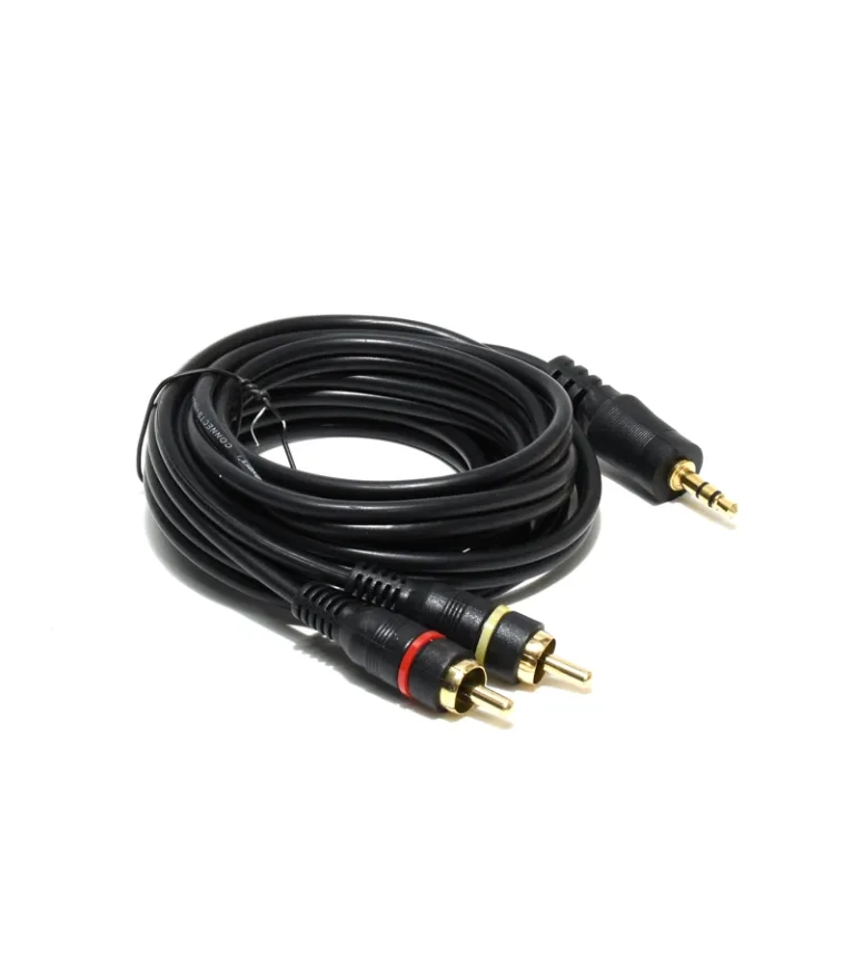 Cable de Audio MiniPlug Estéreo a 2 RCA Macho R+L - Voyz PS-209 Cable Jack 3.5mm Estéreo a 2 RCA de Audio
