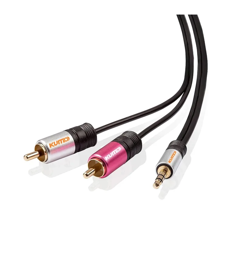 Cable de Audio Mini Plug 3.5mm Estéreo a 2 RCA de 3M Kumo Cable Mini Plug 3.5 a 2 RCA Macho 3 Metros