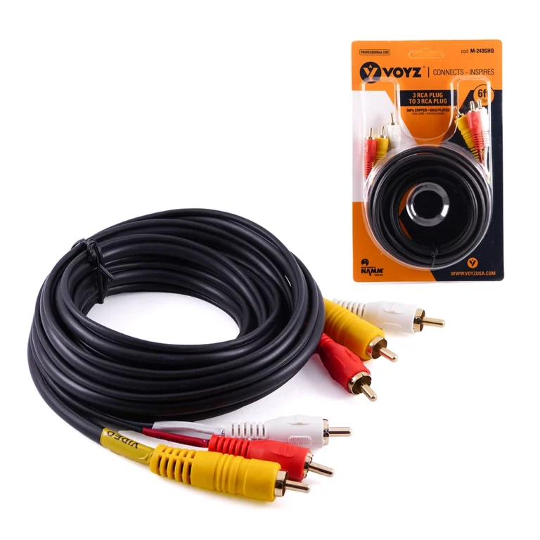 Cable de Audio y Video RCA 3x3 de 1.8MT Voyz M-243GHQ Cable de Video Compuesto RCA y Audio R+L de 1.8 Metros - Voyz M-243GHQ, Cable RCA 3x3, Cable para DVD