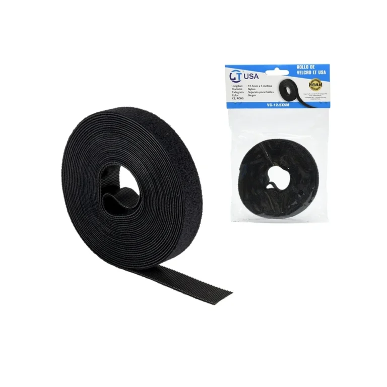 Cinta Velcro de 5 Metros Color Negro LT USA VC-12-5x5M Cinta Velcro de 5 Metros de 12.5mm LT USA VC-12.5x5M
