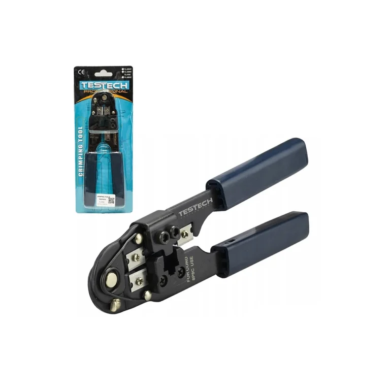 Crimping RJ45 Cat5e Cat6 Cat6a Testech TL-210C Alicate Ponchador para Conector RJ45 Testech TL-210C Mango Azul