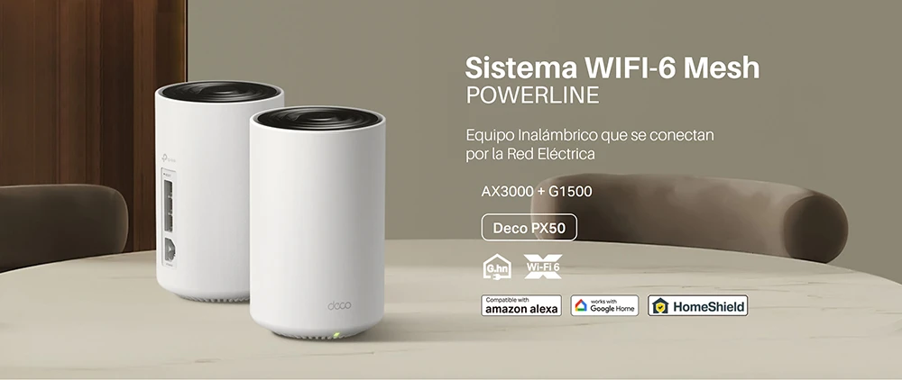 Sistema Powerline Mesh WiFi 6 para todo el hogar AX3000 + G1500 Deco PX50(pack-2)