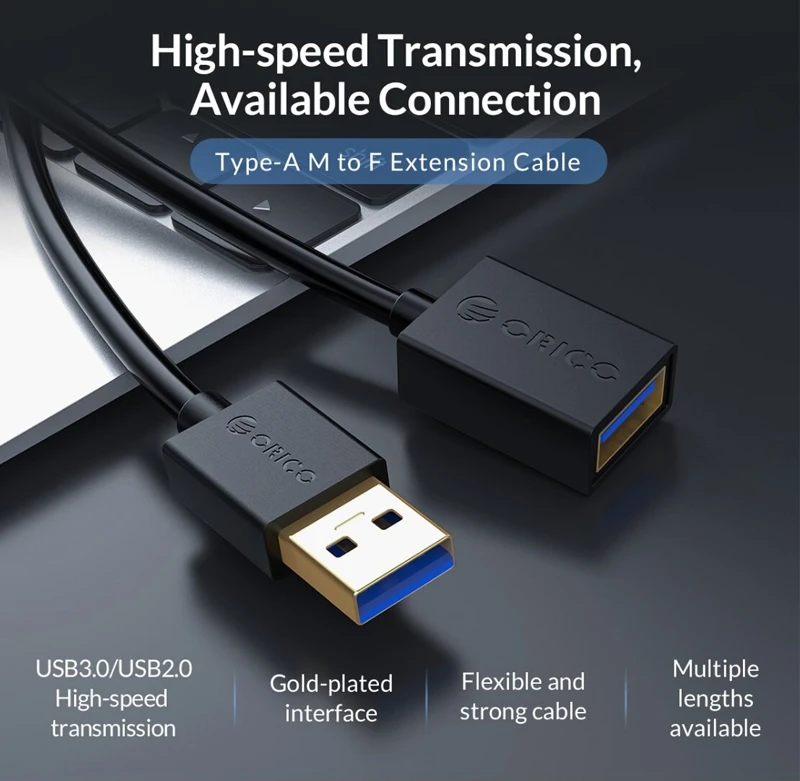 Cable USB 3.0 Macho Hembra de 2 metros Orico UE-MAA01
