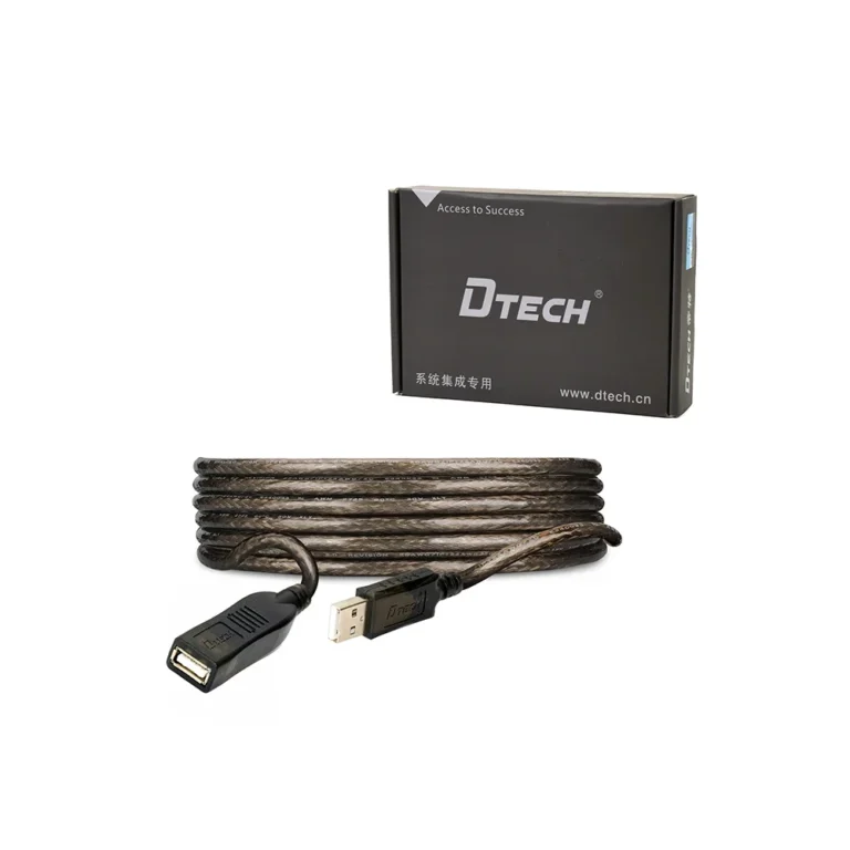 Extensión USB de 10M Amplificado - Dtech DT-5037 Cable Extensión USB 2.0 de 10 Metros con Booster Amplificador Dtech GP-DT5037, Cable De Extensión USB 2 10M Macho-Hembra 480Mbps 28/24 AWG USB 2.0/1.1 , Cable De Extensión Para Cámara Ratón Teclado
