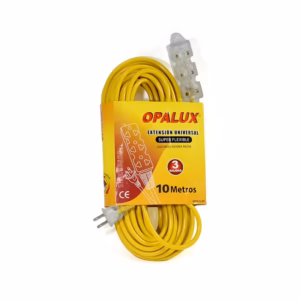 Extensión de Corriente con 3 Tomas Siliconadas con Luz Indicador y Cable de 10MT Opalux OP-FL1210, Extensión Eléctrica Vulcanizada