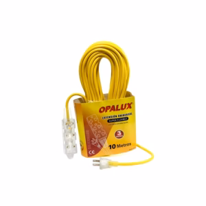 Extensión de Corriente de 10 Metros Opalux OP-FL1210 Extensión de Corriente con 3 Tomas Siliconadas con Luz Indicador y Cable de 10MT Opalux OP-FL1210, Extensión Eléctrica Vulcanizada