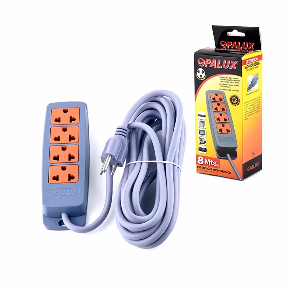 Extensión de Corriente de M Opalux OP  G Extensión de Corriente de M con  Tomas Universales y Punto a Tierra Opalux OP  G Extensión Monofásica de  Metros Opalux Extensión de Corriente con Punto a Tierra de  Metros OP  G