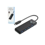 Hub USB Tipo C de 4 Puertos USB 3.0 Orico PAPW4A Concentrador USB 3.0 x4 con Conector USB C con Cable de 15cm, USB-C Hub de 4 Puertos USB 3.0 Orico PAPW4A-U3-015-BK-EP