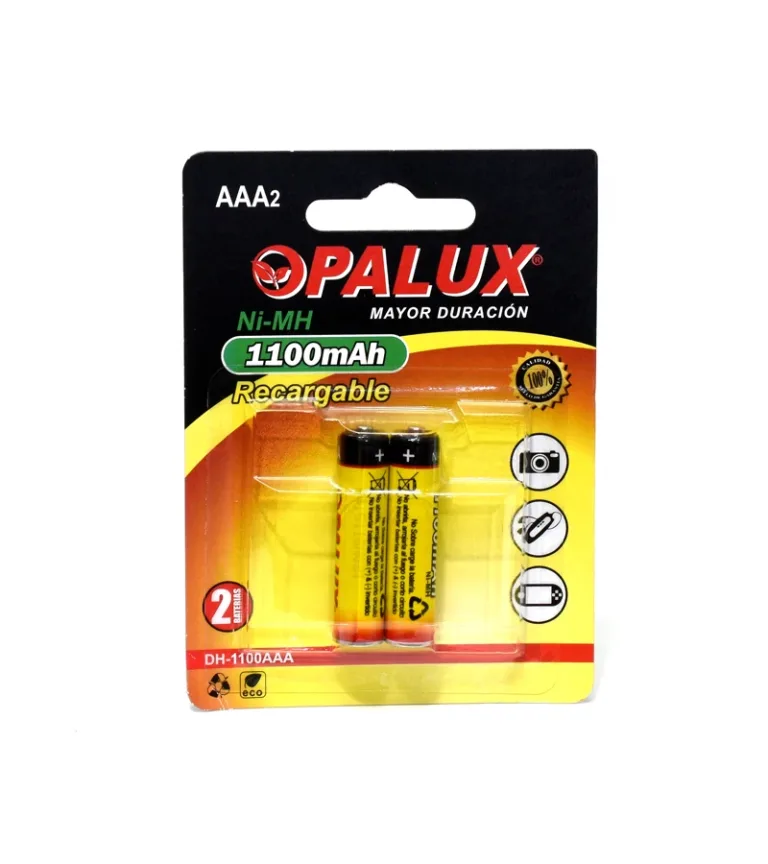 Pila Recargable de 1.2V 1100mAh Ni-MH x 2 Pilas AAA  Opalux DH-1100AAA