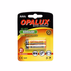 Pila Recargable de 1.2V 600mAh Ni-MH x 2 Pilas AAA  Opalux DH-600AAA