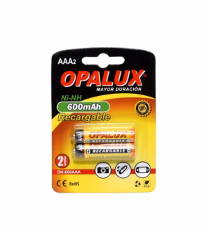 Pila Recargable de 1.2V 600mAh Ni-MH x 2 Pilas AAA  Opalux DH-600AAA
