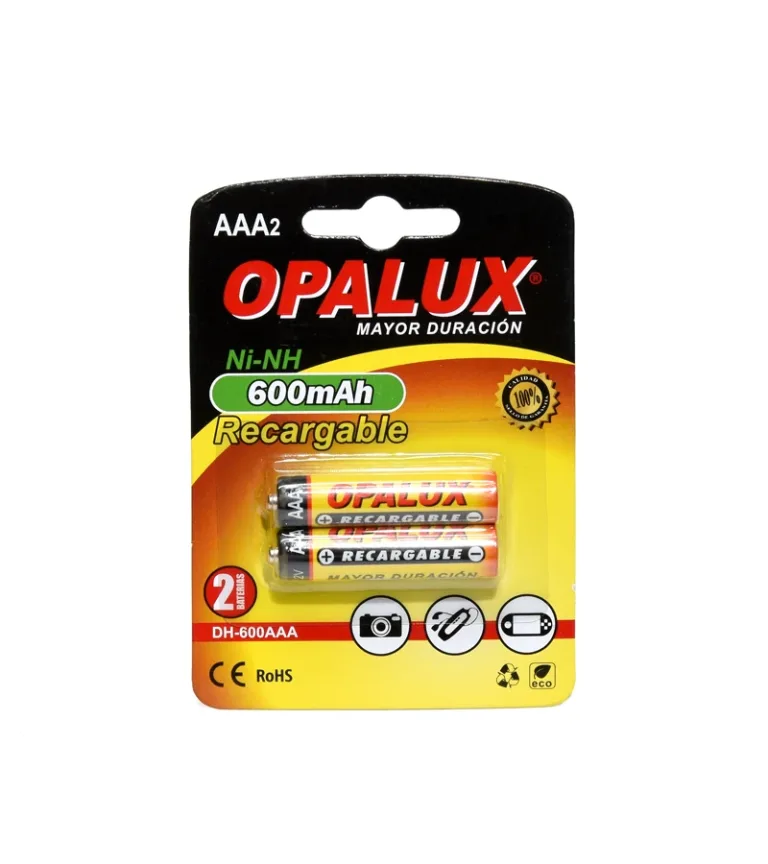 Pila Recargable de 1.2V 600mAh Ni-MH x 2 Pilas AAA  Opalux DH-600AAA