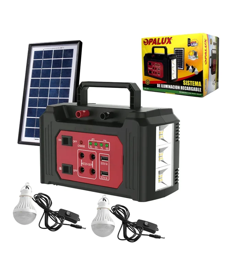 Kit de Iluminación Recargable con Panel Solar y Focos LED Opalux OP-1271