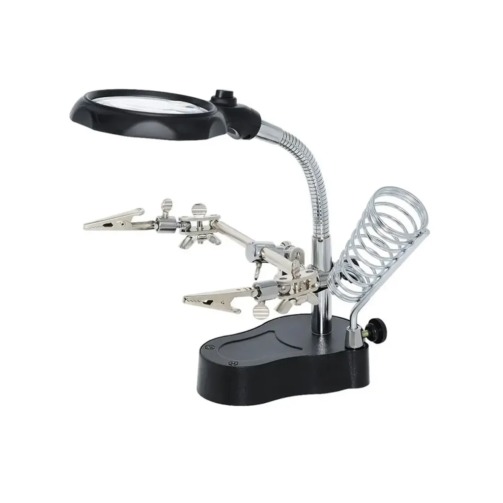 Takema ZD   Soporte Cautín con Lupa X Luz LED y Pinzas Precisión y Comodidad para tus Trabajos Electrónicos