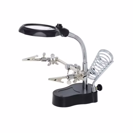Takema ZD-126-2 Soporte Cautín con Lupa 3X, Luz LED y Pinzas: Precisión y Comodidad para tus Trabajos Electrónicos
