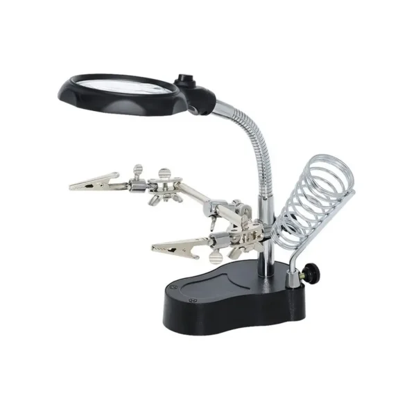 Takema ZD-126-2 Soporte Cautín con Lupa 3X, Luz LED y Pinzas: Precisión y Comodidad para tus Trabajos Electrónicos