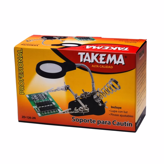 Takema ZD   Soporte Cautín con Lupa X Luz LED y Pinzas Precisión y Comodidad para tus Trabajos Electrónicos