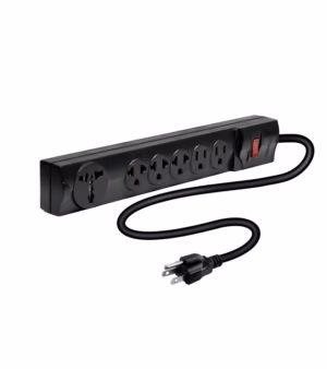 Regleta Eléctrica de 6 Tomas con Cable de Poder de 1 Metro- Lancom ZX-8059 Supresor de Pico con 2 Tomas Planas + 3 Tomas Americanas + 1 Toma Universal y Cable de Poder de 16AWG de 1MT
