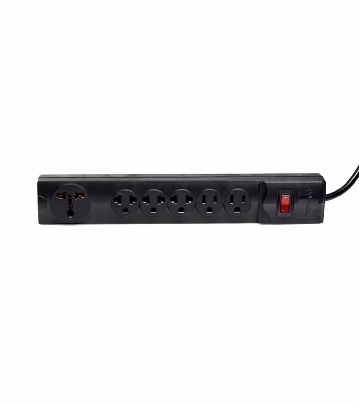 Regleta Eléctrica de  Tomas con Cable de Poder de  Metro  Lancom ZX  Supresor de Pico con  Tomas Planas   Tomas Americanas   Toma Universal y Cable de Poder de AWG de MT