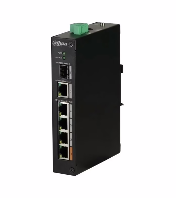 Switch PoE de W con  Puertos Poe y  Puertos Lan Dahua DH PFS ET  Switch PoE Fast Ethernet de W con Soporte PoE Plus y  Lan Gigabit mbps