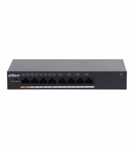Switch PoE de 96W con 8 Puertos Fast Ethernet Dahua PFS-3009-8ET-96 Switch PoE y PoE+ Plus con 8 Puertos 10/100 Mbps Fast Ethernet Dahua