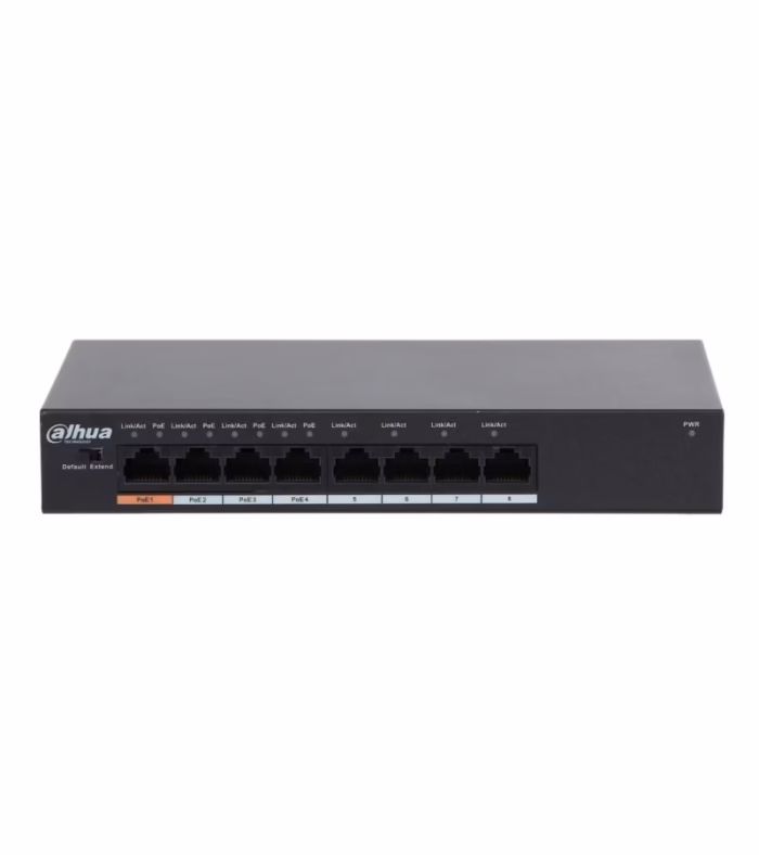 Switch PoE de W con  Puertos Fast Ethernet Dahua PFS  ET  Switch PoE y PoE Plus con  Puertos  Mbps Fast Ethernet Dahua