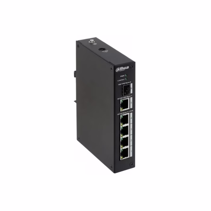 Switch PoE+ de 96W Dahua PFL2106 4ET 96____ HD Multimedia PERU SAC Switch PoE de W con Puertos Poe y Puertos Lan Dahua PFL ET Switch PoE Fast Ethernet de W con Soporte PoE Plus y Lan Gigabit mbps