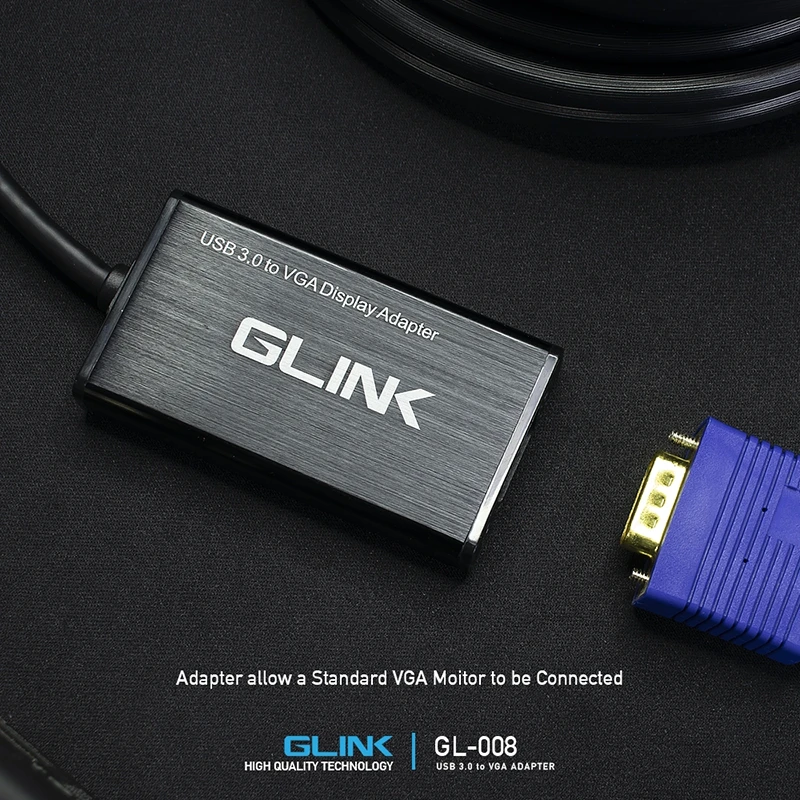 Adaptador USB a VGA Glink GL-008 Adaptador USB 3.0 a VGA DB15 Hembra - Glink GP-GL008