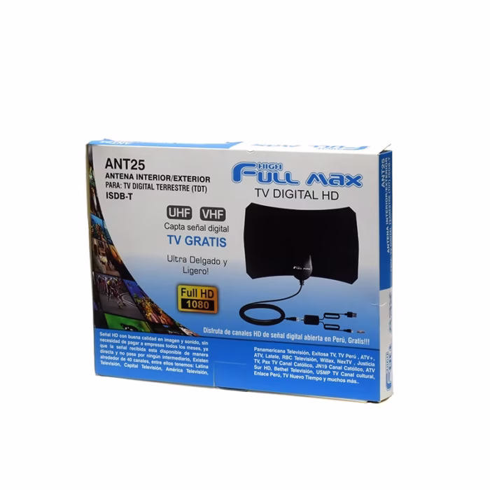 Antena UHF VHF para TV Digital TDT ANT Antena para Interior UHF VHF para Señal Digital Abierta TDT ISDB t High Full Max ZZ ANT