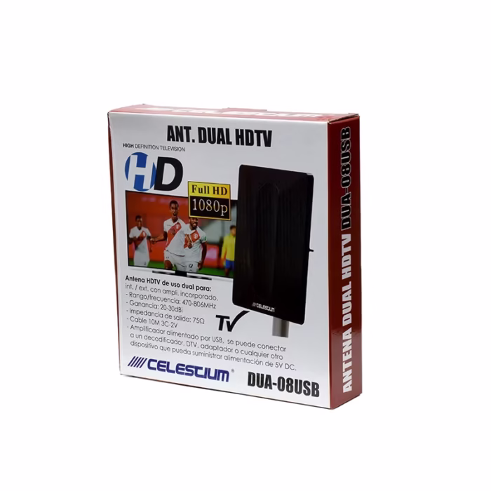 Antena UHF para TV Digital TDT Celestium DUA USB Antena para Interior y Exterior UHF para Señal Digital Abierta TDT ISDB t Celestium DUA USB