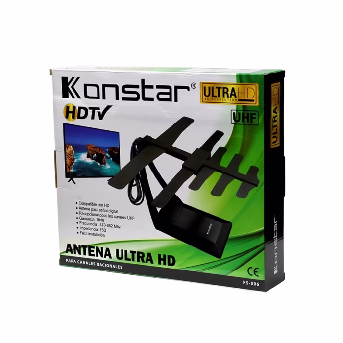 Antena Ultra HD para TV Digital TDT Konstar KS  Antena HD para Televisión con señal UHF para Señal Digital Abierta TDT ISDB t Konstar KS