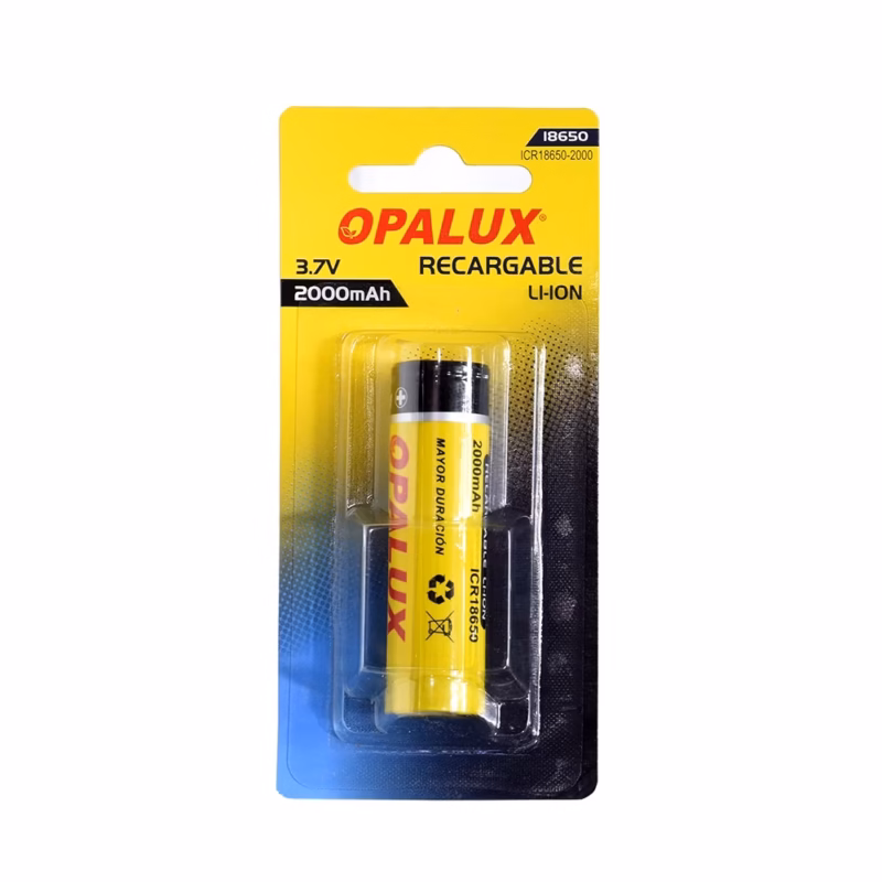 Batería de Li-Ion de 3.7V de 2000mAh ICR18650 Opalux___0002 Batería de Li Ion de V de mAh ICR Opalux