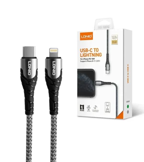Cable USB C a Lightning de 1 Metro de 30W Ldnio LC111-30W Cable USB Tipo C de 1MT  marca Ldnio LC111-30W LC101-30W Cable de Datos y Carga por USB C para Celular ó Tableta
