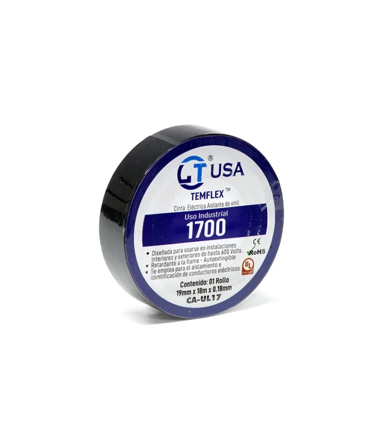 Cinta Aislante eléctrica LT USA CA-UL17 Cinta Eléctrica Aislante de Vinil para Uso Industrial LT USA CA-UL17