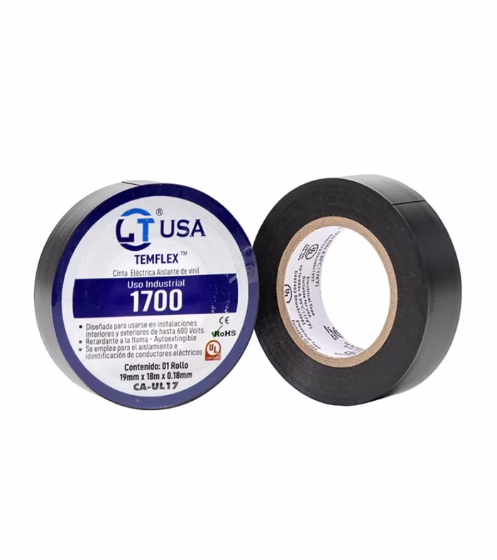 Cinta Aislante eléctrica LT USA CA UL Cinta Eléctrica Aislante de Vinil para Uso Industrial LT USA CA UL