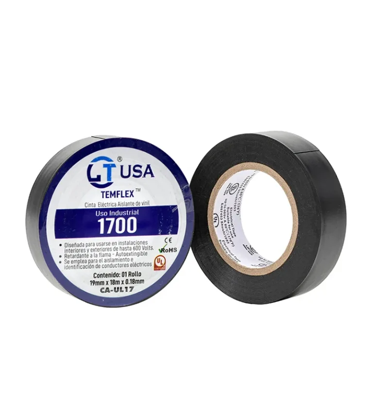 Cinta Aislante eléctrica LT USA CA-UL17 Cinta Eléctrica Aislante de Vinil para Uso Industrial LT USA CA-UL17