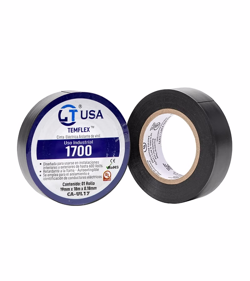 Cinta Aislante eléctrica LT USA CA UL Cinta Eléctrica Aislante de Vinil para Uso Industrial LT USA CA UL