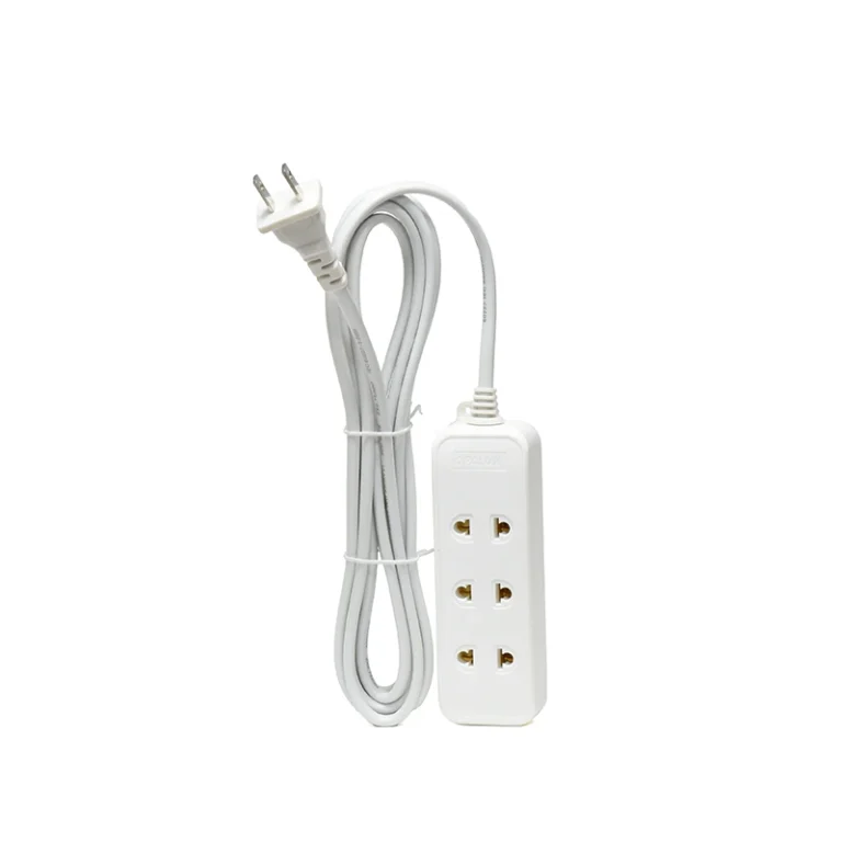 Extensión de Corriente de 3 Metros Opalux OP-NK114 Extensión Eléctrica de 3 Tomas Universales + 1 toma Plana con Cable de 3 Metros de 18AWG Color Blanco