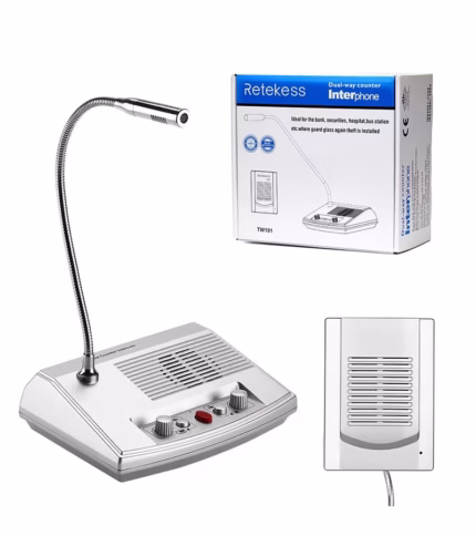 Intercomunicador para Ventanilla de Atención TW Set de Intercomunicador para Ventanilla de Atención Con Bi Micrófono y Parlante Incorporado   Retekess ZZ TW