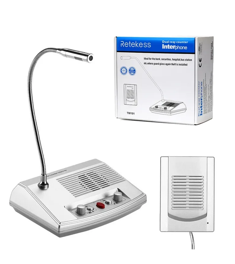 Intercomunicador para Ventanilla de Atención TW101 Set de Intercomunicador para Ventanilla de Atención Con Bi-Micrófono y Parlante Incorporado - Retekess ZZ-TW101
