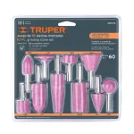 Juego de 10 piedras montadas zanco 1/4" Truper JPM-10 Juego de 10 Piedras Abrasivas para Rectificación - Truper JPM-10
