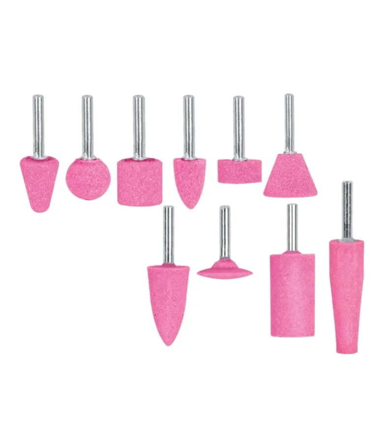 Juego de 10 piedras montadas zanco 1/4" Truper JPM-10 Juego de 10 Piedras Abrasivas para Rectificación - Truper JPM-10