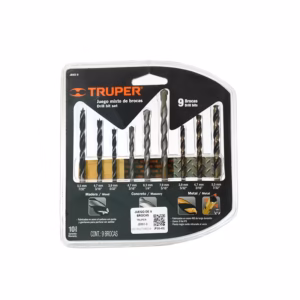 Juego de 9 brocas para metal, concreto y madera, Truper JBMX-9 Set de 9 Brocas Truper JBMX-9